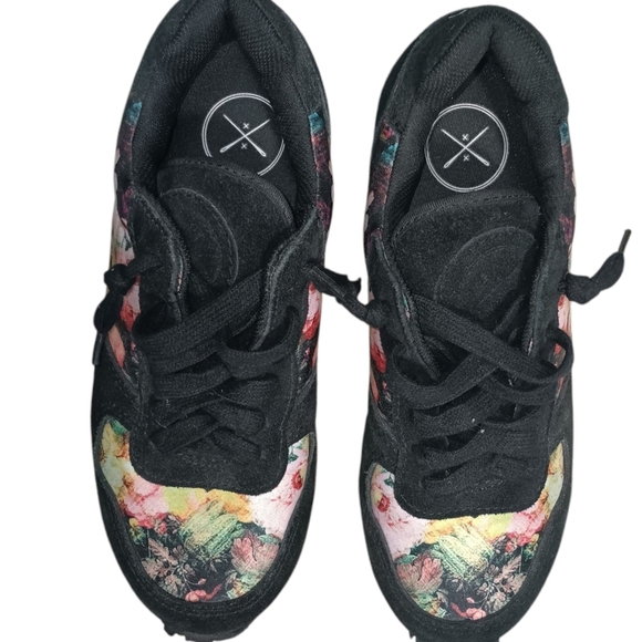 Inkkas Women's Floral Sneakers - Black and Multicolor - Picture 1 of 7